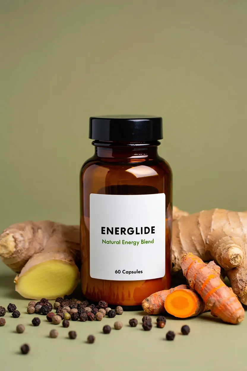 Energlide supplement bottle with natural ingredients